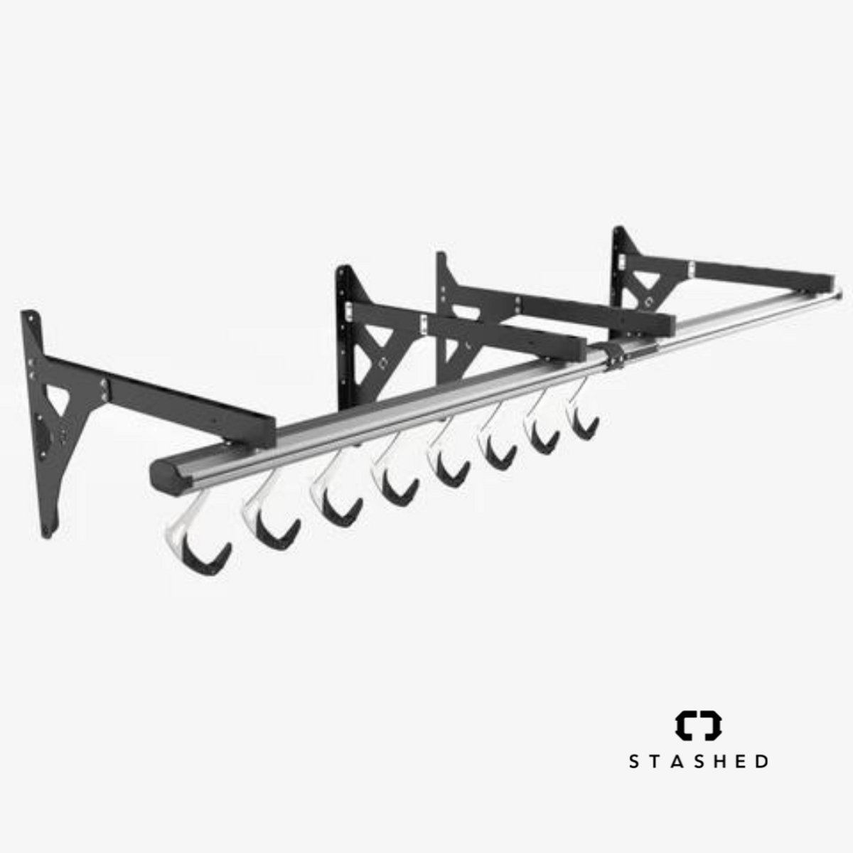 Stashed - Fiets Ophangsysteem - 8 fietsen - Wandmontage - Ruimtebesparend - Elke fiets bereikbaar