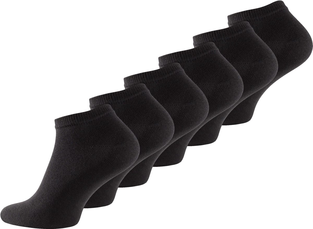 BAMBOE Enkelsokken Heren, Sneakersokken, Unisex, 6 paar - Zwart 35/40