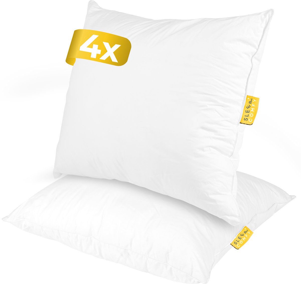 Sleep Comfy Bundle Series - Hotelkwalitetit Hoofdkussen | 60x70 cm - Set van 4 - Ultiem Comfort - Verlicht Nek- en Rugklachten - Orthopedisch & Ergonomisch - Geschikt voor Alle Slaaphoudingen