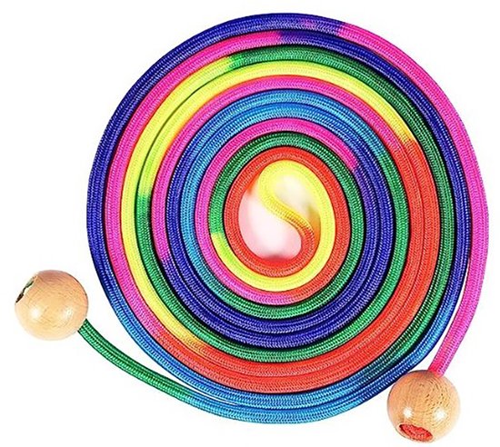 Springtouw voor meerdere personen - 5m springtouw - Lang springtouw voor kinderen - met houten bolvormige handgreep - Groepsspringtouw voor volwassenen