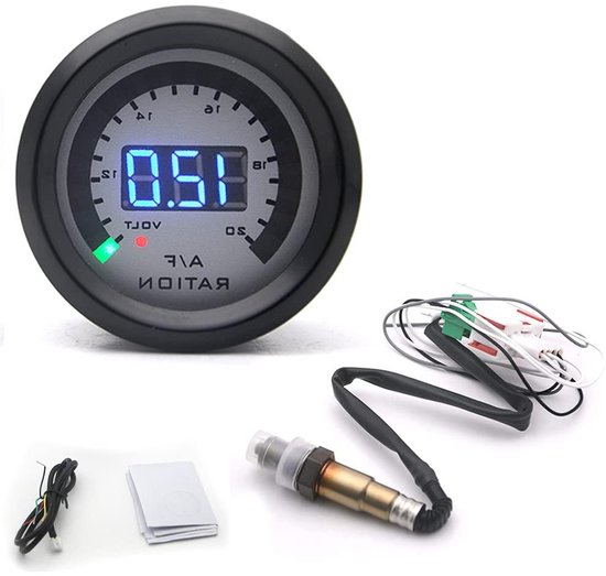 JGS Premium - Digitale Lucht-Brandstof Verhouding Meter Kit - AFR Meter 2 in 1 - Auto Volmeter - Zuurstofsensor - Optimaliseer het brandstofmengsel