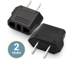 DEGG® - 2x Reisstekker EU naar Amerika - type A verloopstekker - Wereldstekker USA/VS - voor type C & F stekkers - Travel adapter - Zwart - Ideaal voor reizen naar Amerika, Canada, Japan & meer