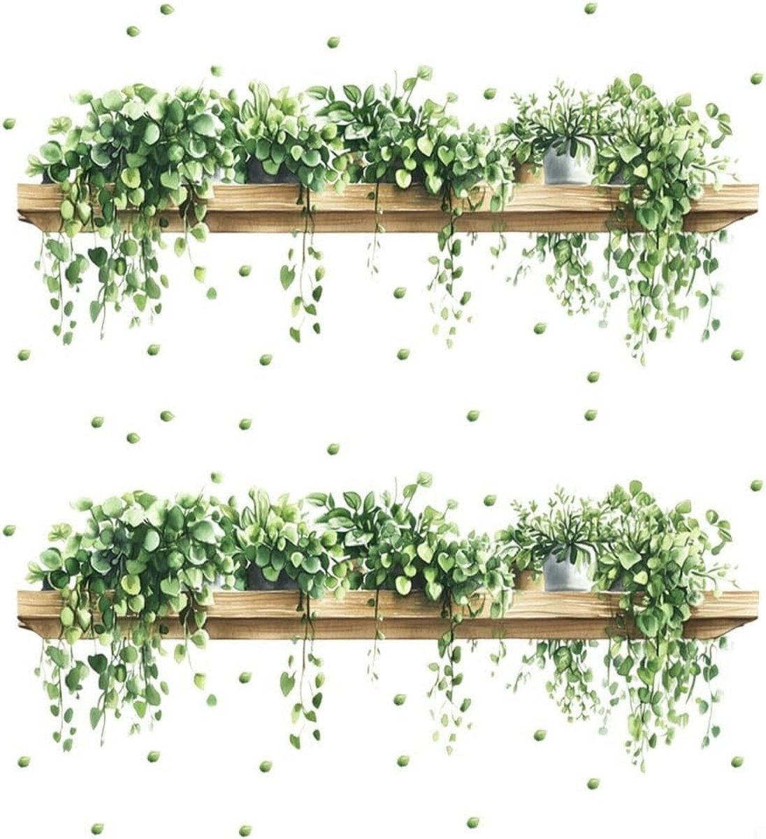 2 stuks groene plant muurstickers - Zelfklevende wanddecoratie met natuurmotief - Gemakkelijk aan te brengen - Voor woonkamer, slaapkamer of kantoor - Stijlvol interieur design
