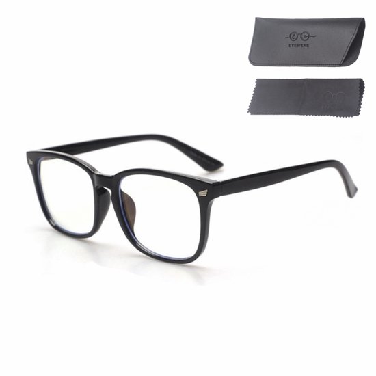 LC Eyewear Computerbril - Blauw Licht Bril Zonder Sterkte - Blue Light Glasses - Beeldschermbril - Design - Unisex - Zwart