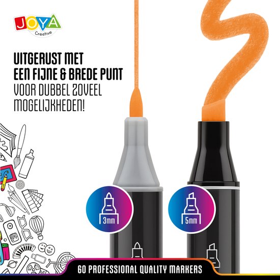 Set de 60 marqueurs de Luxe pour adultes et enfants - Marqueurs à alcool - Livre de coloriage pour Adultes - Surligneurs - Étui de rangement inclus