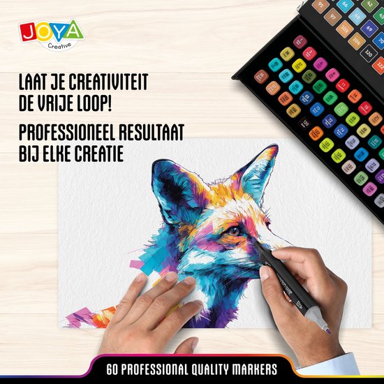 Set de 60 marqueurs de Luxe pour adultes et enfants - Marqueurs à alcool - Livre de coloriage pour Adultes - Surligneurs - Étui de rangement inclus