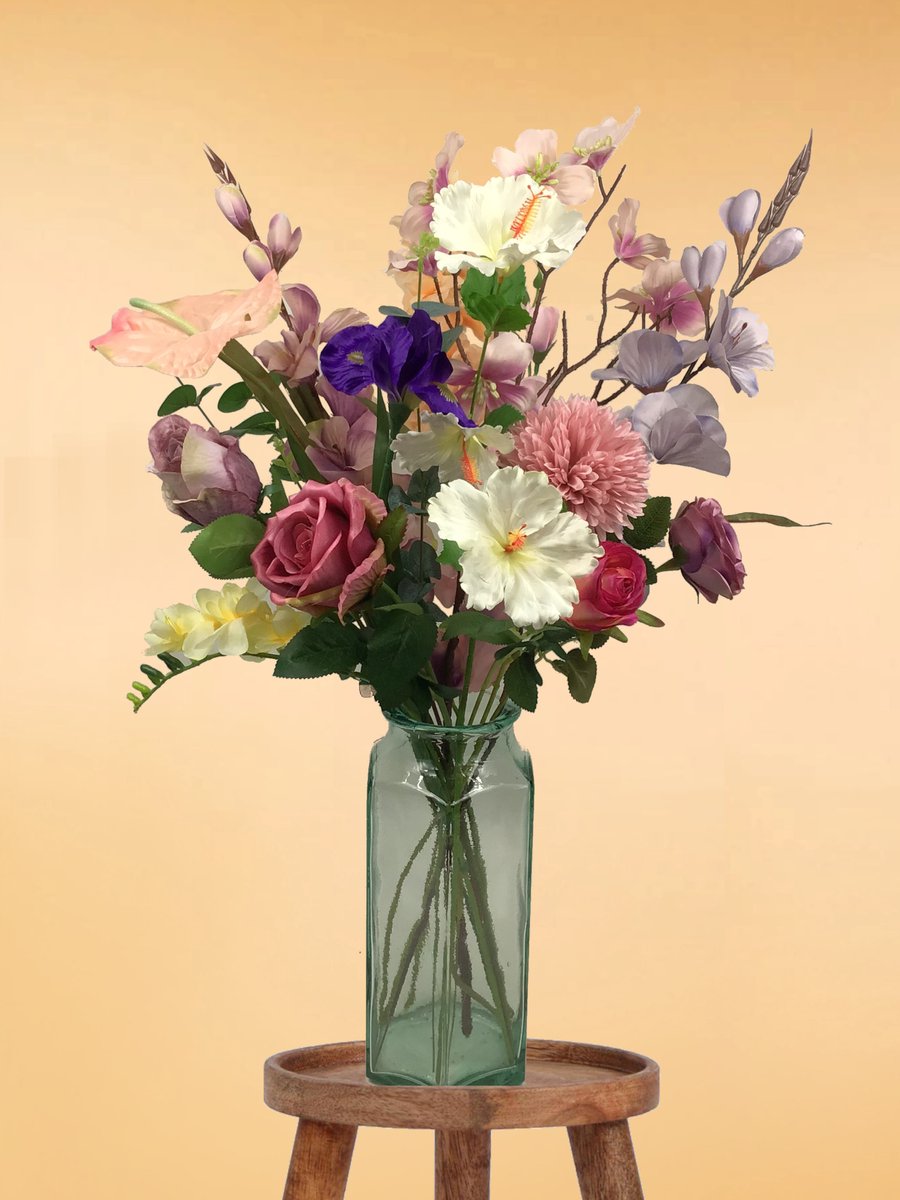 The Bloomistic® – Zijden Boeket – 70-80 cm hoog – Kunstbloemen – 17 stelen – voor haar – moederdag cadeautje – moederdag – nepbloemen – housewarming cadeau – decoratie – decoratie woonkamer