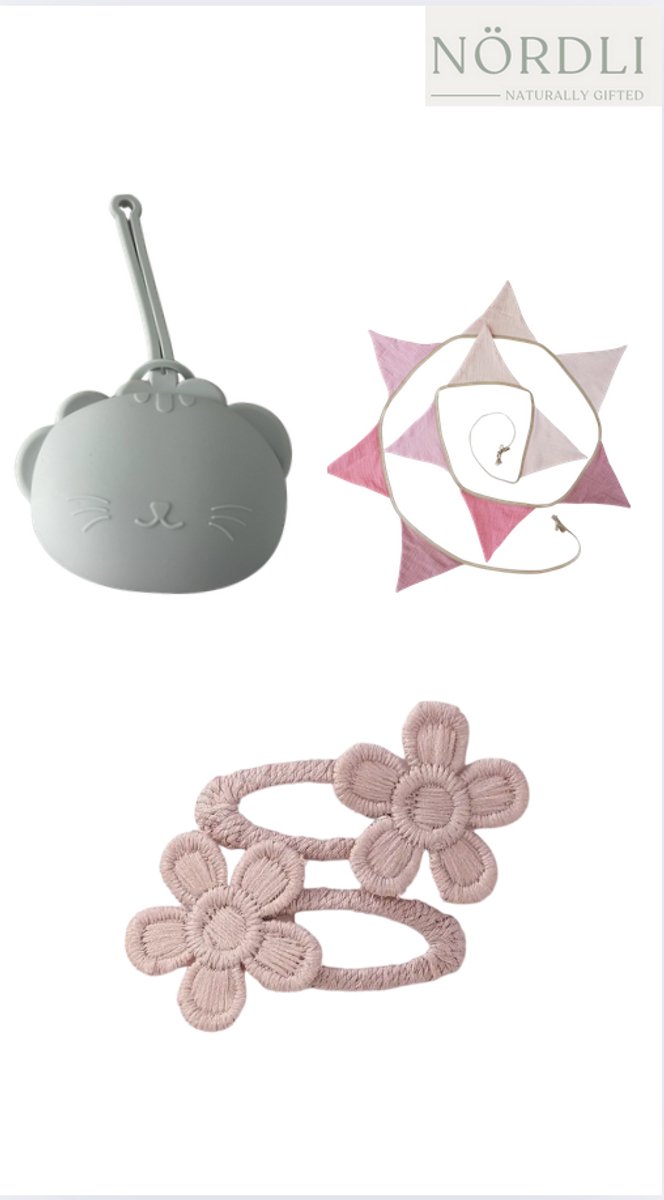 Kraamcadeaubox - Babycadeau - Speenhouder - Vlaggetjes - haarklipjes - Cadeau Pasgeboren - Brievenbuspakketje van Little Dutch — afbeelding 5