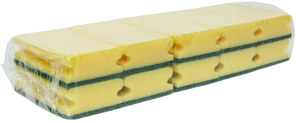 D&L Schuurspons met Greep - Geel/Groen - 10 Stuks - 153 x 86 x 42mm