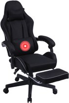 VDD Gaming - Gamestoel met massagefunctie en voetsteun - Gaming chair in de kleur Zwart - Game stoel met nekkussen & verstelbaar rugkussen - Ergonomische bureaustoel met padded armsteunen - Max draagvermogen 150 kg - Verstelbare ruggensteun