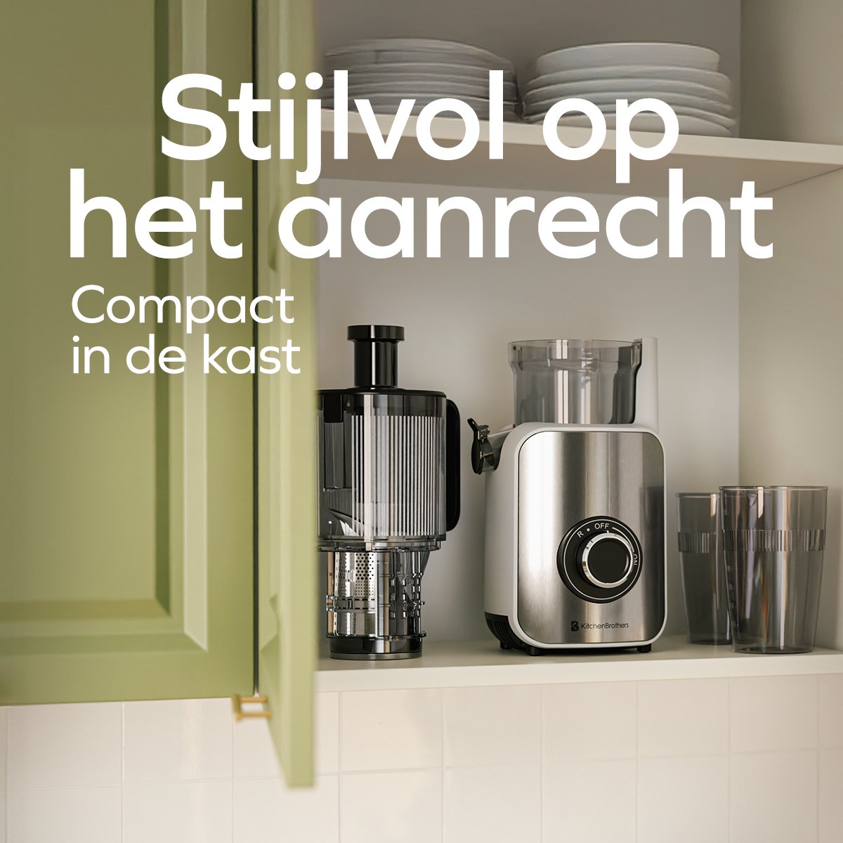 KitchenBrothers Slowjuicer - Sapcentrifuge - XXL Vulopening - Verticaal - Juicer - Groenten en Fruitpers - 126 mm - 750 ml - Pearl White / Wit thumbnail 6