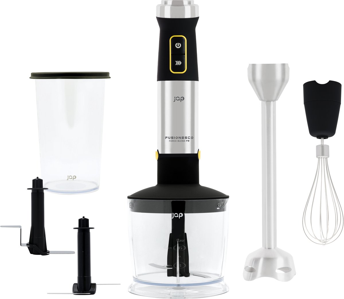 Jap Forceblend F2 - Staafmixer Set 5in1 - Ice Crusher - Extra Krachtig 1500w - 21 Snelheden En Turbo - Met Hakmolen