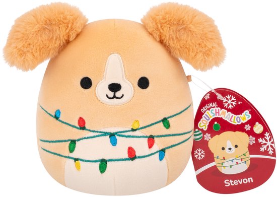 Squishmallows Christmas - Little Plush 19cm Stevon - Golden Retriever W/Cream Belly and String Lights