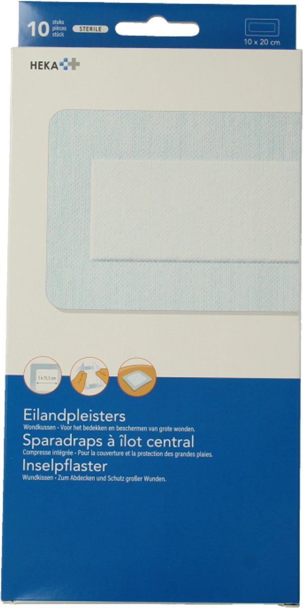 Goedkoopste Hekaplast Eilandpleister 10cm x 20cm steriel 10 Stuks