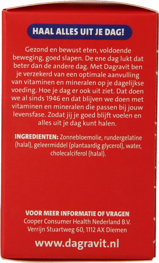 Dagravit Vitamine D 10µg parels - Ondersteunt het behoud van sterke botten en een sterk gebit - Goed opneembaar door de oliebasis - 100 parels