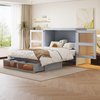 Sweiko Opklapbed - 140 x 200 cm - Opbergkast - 2 lades - Rieten ontwerp - Grijs
