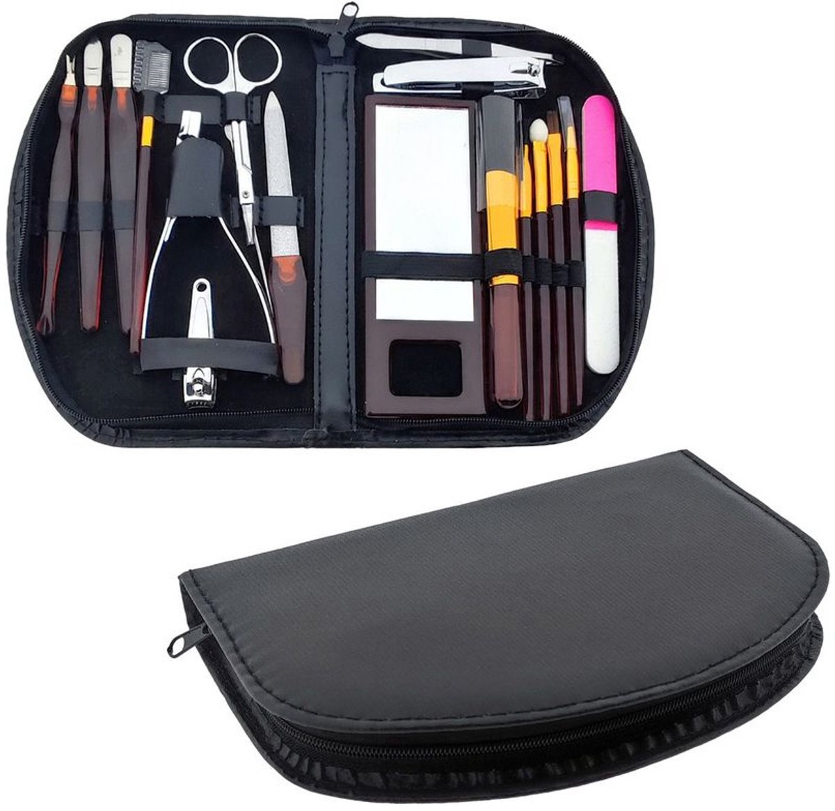Nagel en make-up verzorgings set - 18 delig- in een handig etui