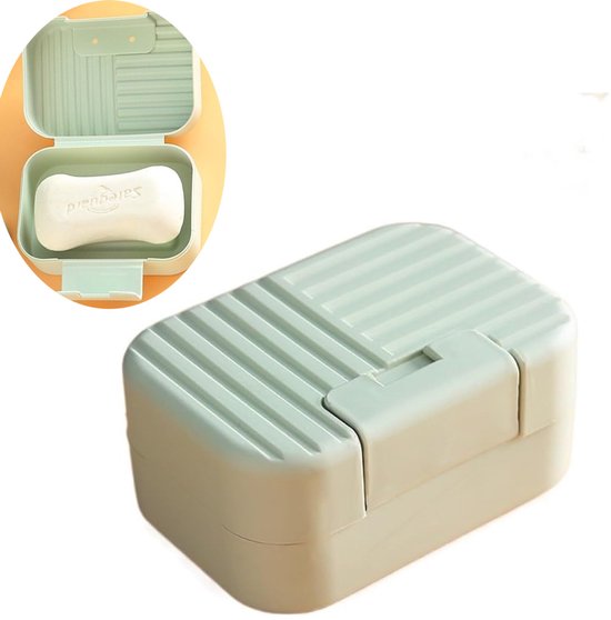 Boîte à savon avec couvercle - Porte-savon portable - Convient pour une utilisation dans les salles de bains et les hôtels - PP - Vert