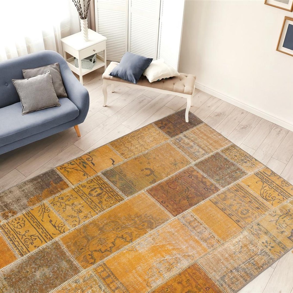 Yolo-deals - Vloerkleed/Tapijt - Faye 500 - (110cmx180cm) - Goud