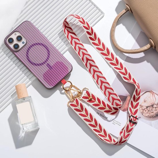 AOKSUNOVA Telefoonketting universele telefoonhanger korte mobiele telefoonketting parels mobiele telefoonband polsband mobiele telefoon zwart