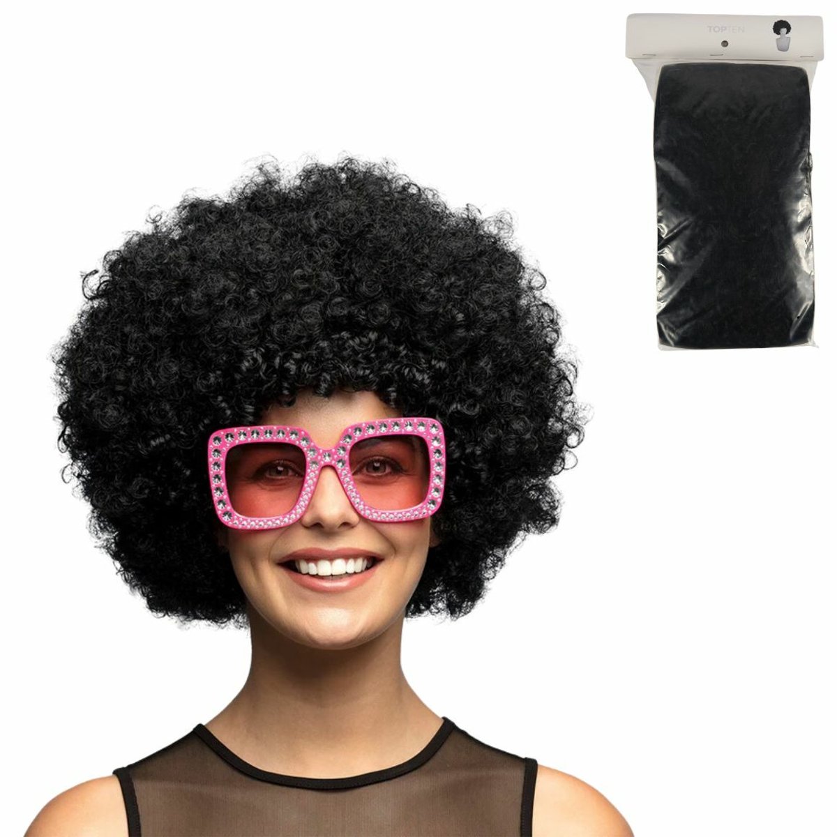 Zwarte Afro Pruik – Grote Krullen – Verkleedfeest & Disco Thema