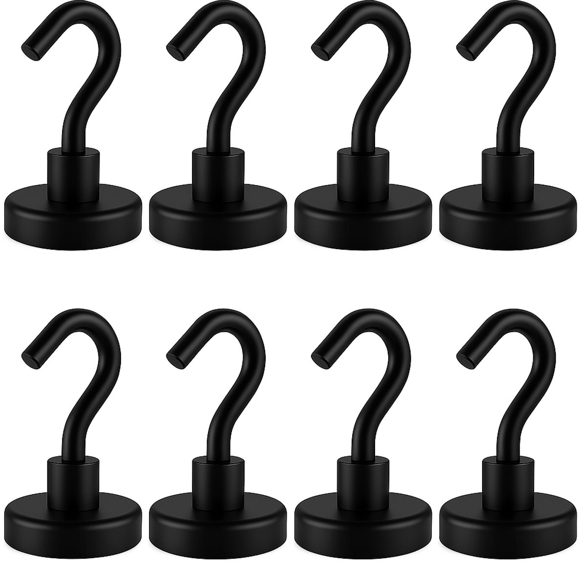 Brute Force Zwarte Haakmagneten – Magneet met Haak – 20mm – 8 stuks – Epoxy Coating