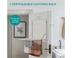 Famanu - Hangend wasrek inklapbaar 41 x 44 x 58,5cm – Ruimtebesparend droogrek hangend – Droogrekken met verstelbare hoogte – Aanpasbaar aantal stangen