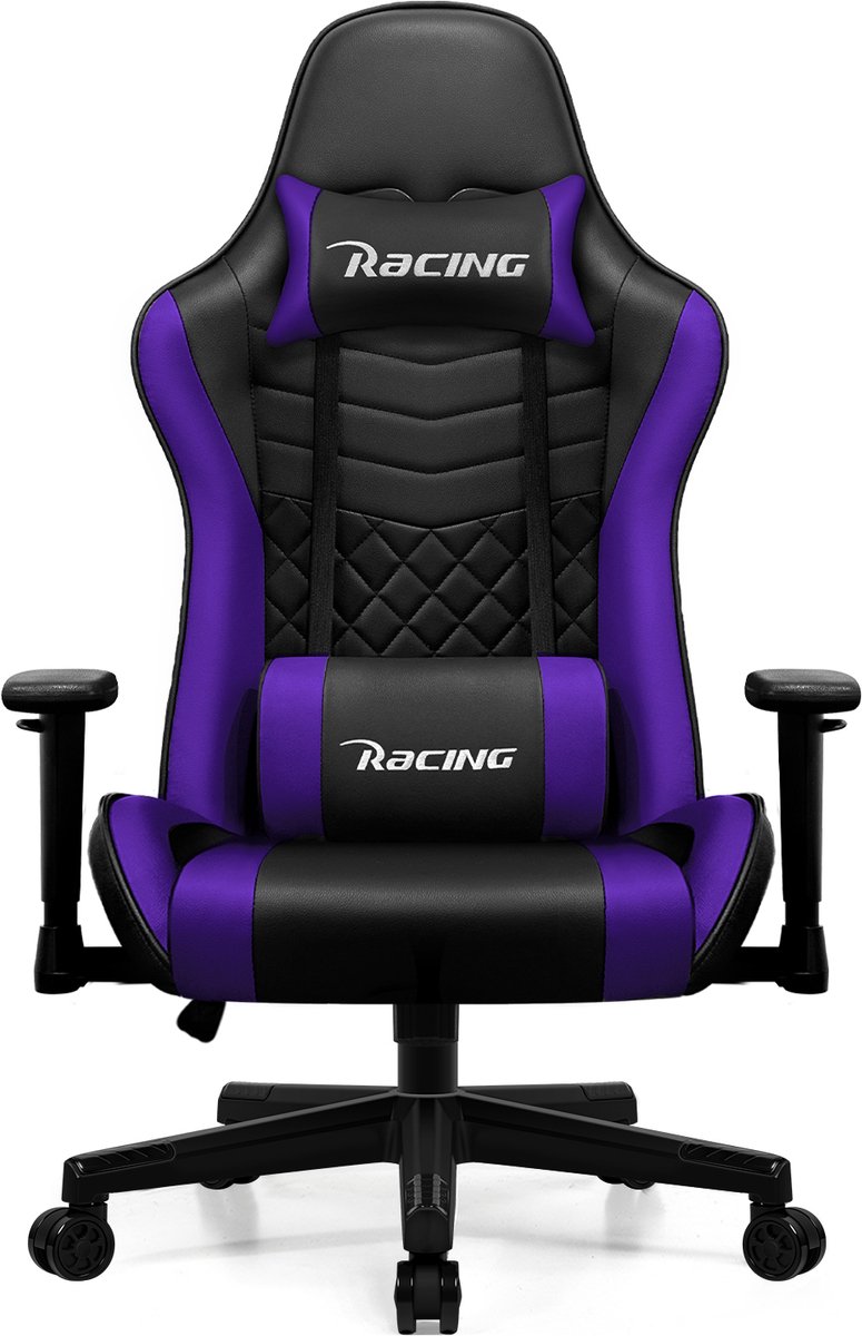 Elekiatech Gaming Stoel - 90°-170° Rugleuning - Gamestoel - Racing Style - Gaming Chair- Max Draaggewicht 150 kg - Game Stoel - Zwart Paars