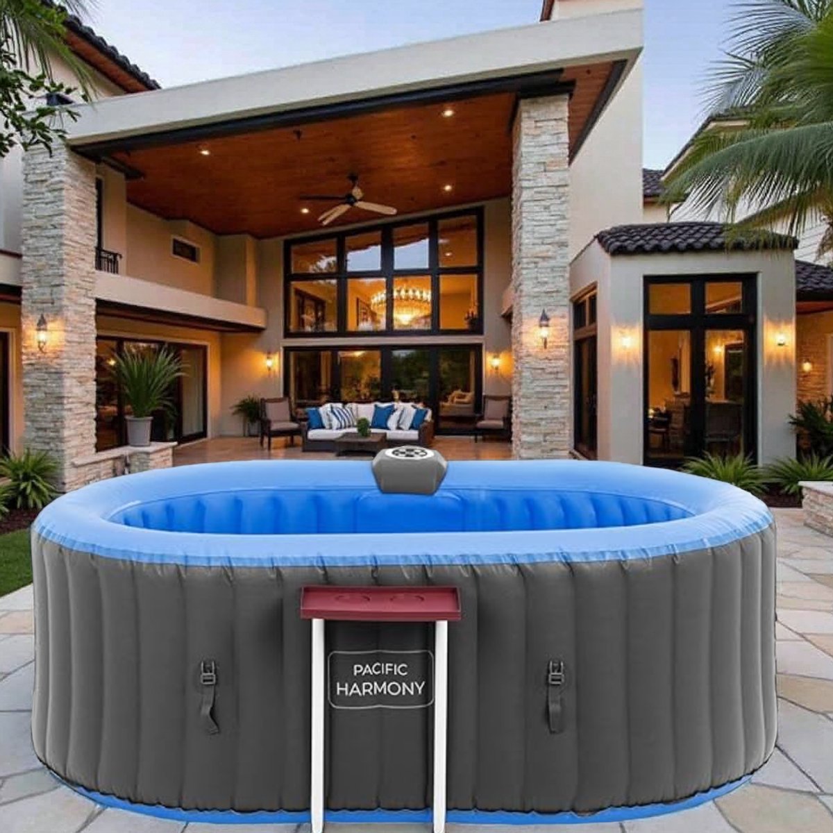 Opblaasbare Whirlpool 2 personen – 100 AirJets – 550L Spa voor buiten – Elektrisch verwarmd – Inclusief afdekking & filterpomp - Luxe Spa