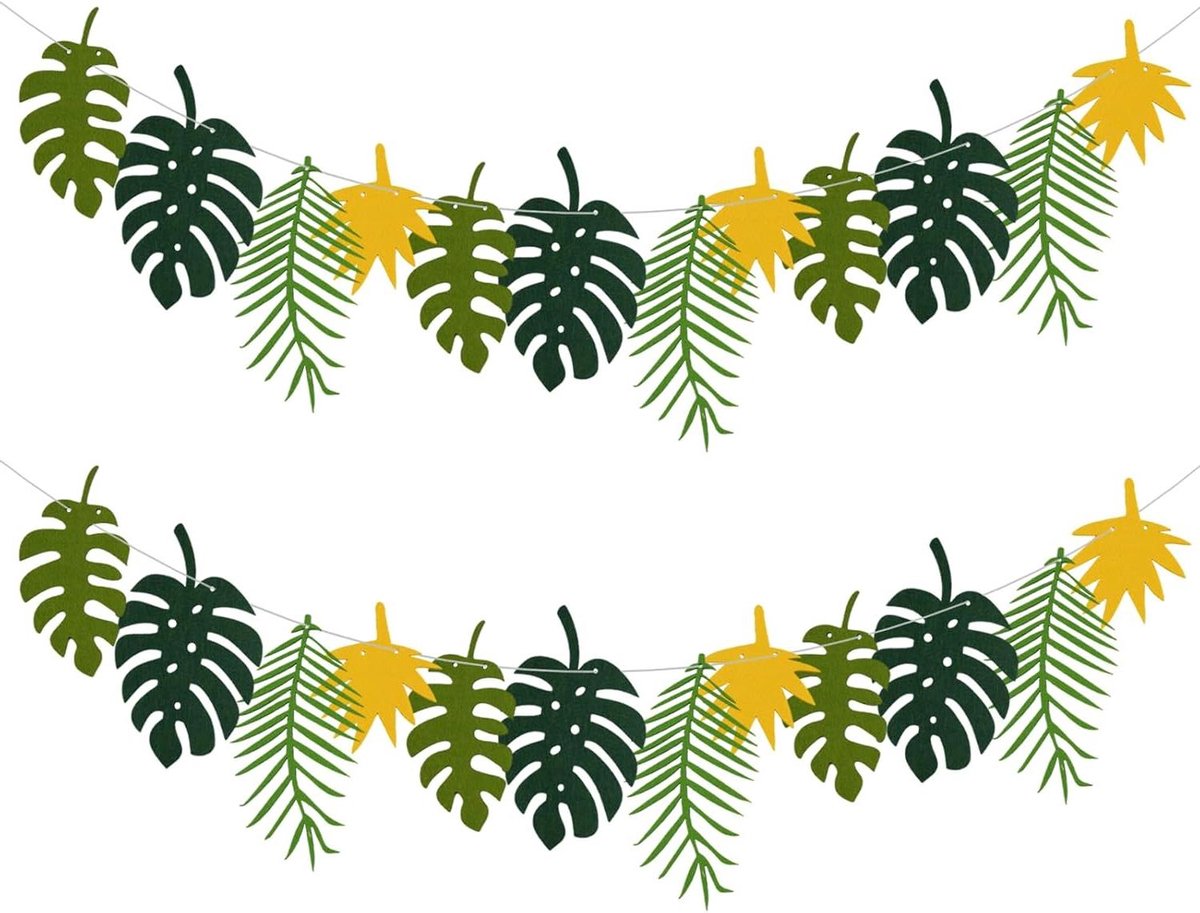 JGS Premium - Bladeren Jungle Slinger - Groen - Herbruikbaar - Verjaardag en Jungle Themafeest - Zomer - Set van 2