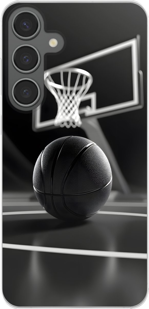 Telefoonhoesje Geschikt voor Samsung Galaxy S24 Plus hoesje - Basketbal - Basketbalveld - Lichtlijnen - Siliconen Telefoonhoesje Telefoonhoesje