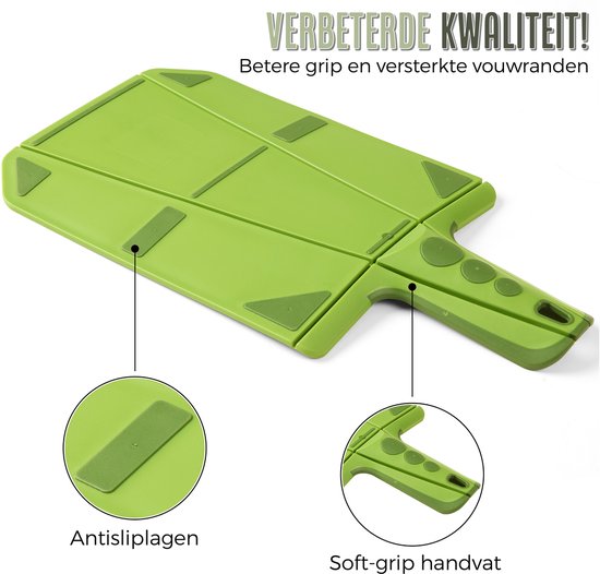 vouwbare snijplank - Door het vouwen knoei je niks naast de pan - groen