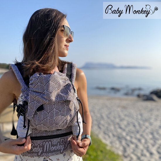 BabyMonkey® Regolo Silva - Baby Draagzak | Ergonomische | 50% Linen | 0-24 Maanden | Ademend & Verstelbaar | 100% Made in Italy | Bladerenpatroon