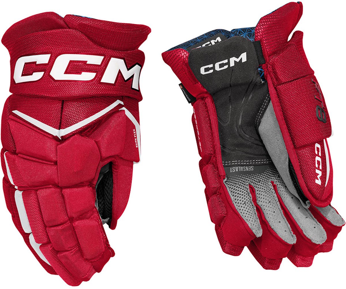 CCM - Jetspeed Ft8 Ijshockeyhandschoenen - Junior - Rood/wit - 10