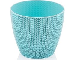 3 Bloempotten Sumela smartpot blauw 5L met drainagesysteem haakmotief