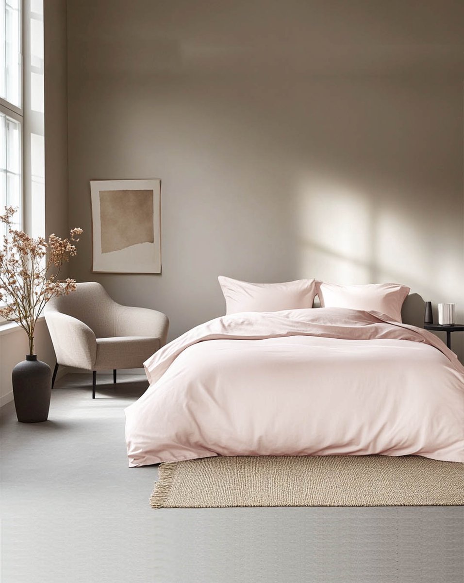 HOOMstyle Dekbedovertrek met kussenslopen - luxe micro Percale - dekbedovertrek - 140x220cm - 1 persoons - Poeder Roze