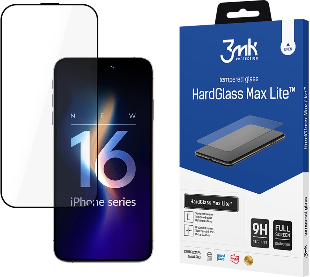 3Mk Protection Hardglass Max Lite Beschermglas Voor Iphone 16 Pro Weerstand