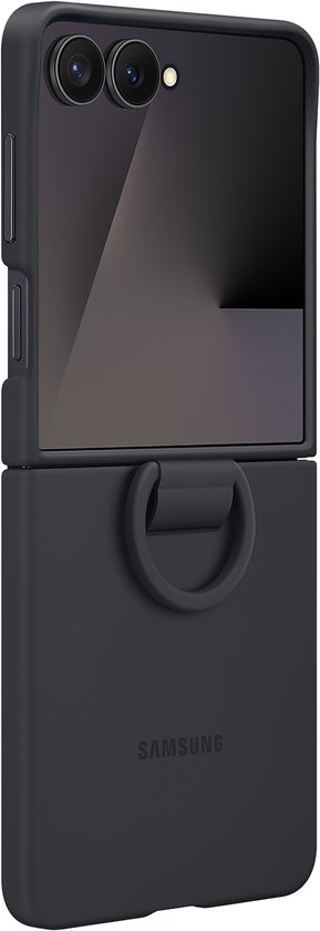 Samsung Galaxy Z Flip 7 hoesje transparant met ring, siliconen beschermhoes, slank en stevig, zwart
