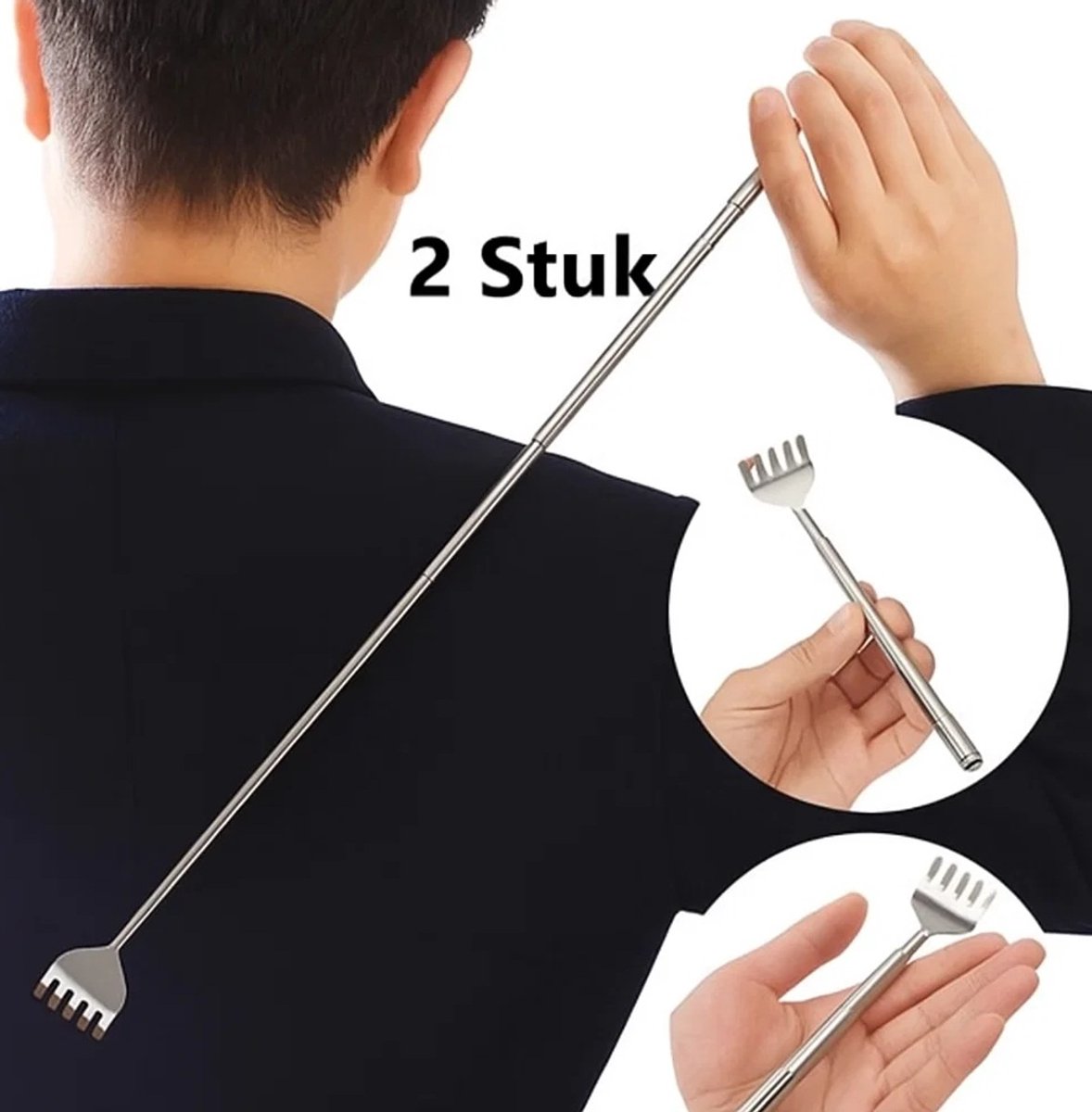 Goedkoopste 2x Uitschuifbare Rugkrabber I Verstelbare Ruggenkrabber I Massage Krabber I Telescopische Rugkrabber I Tot 51 CM I RVS I Zilver