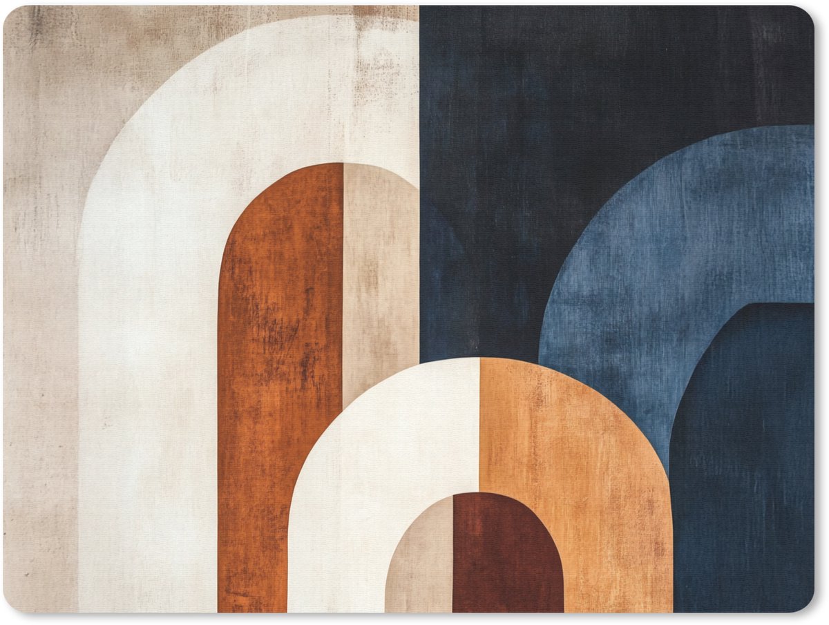 Muismat 23x19 cm - Mousepad Abstract - Vormen - Donkerblauw - Muismatten