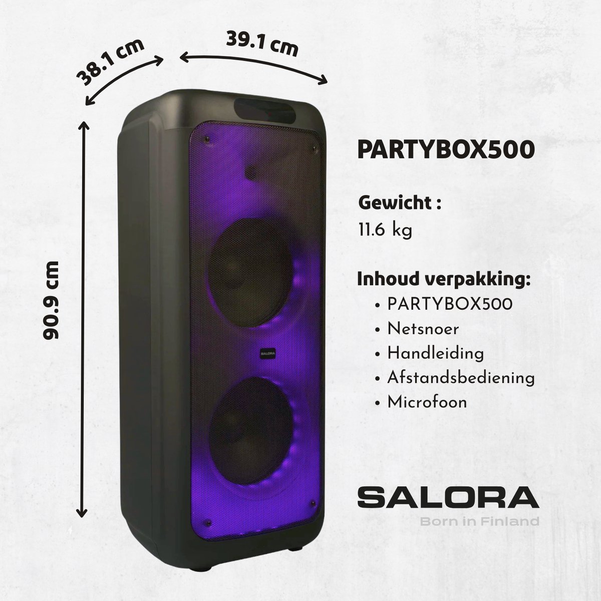 Salora PARTYBOX500 - Party Speaker - Box - Partybox - Boombox - 500 watt - LED verlichting – foto 3
