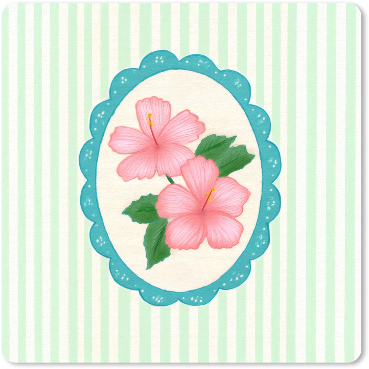 Muismat XXL 60x60 cm - Bureau onderlegger - Bureau mat Bloemen - Ovaal - Strepen - Groen - Bureaumat - Gaming mousepad xl - Bureaulegger groot - Computer deskmat