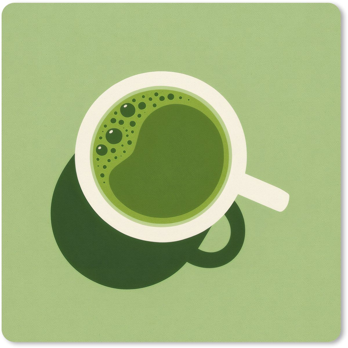 Muismat XXL 60x60 cm - Bureau onderlegger - Bureau mat Minimalistisch - Kopjes - Matcha -Groen - Bureaumat - Gaming mousepad xl - Bureaulegger groot - Computer deskmat