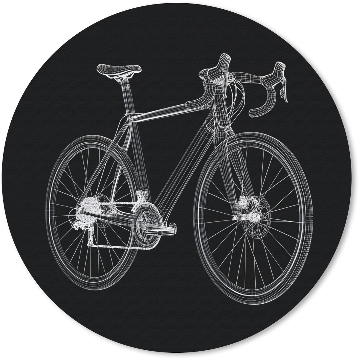 Muismat rond 20x20 cm - Mousepad Lijnen - Illustratie - Wit - Ronde muismatten
