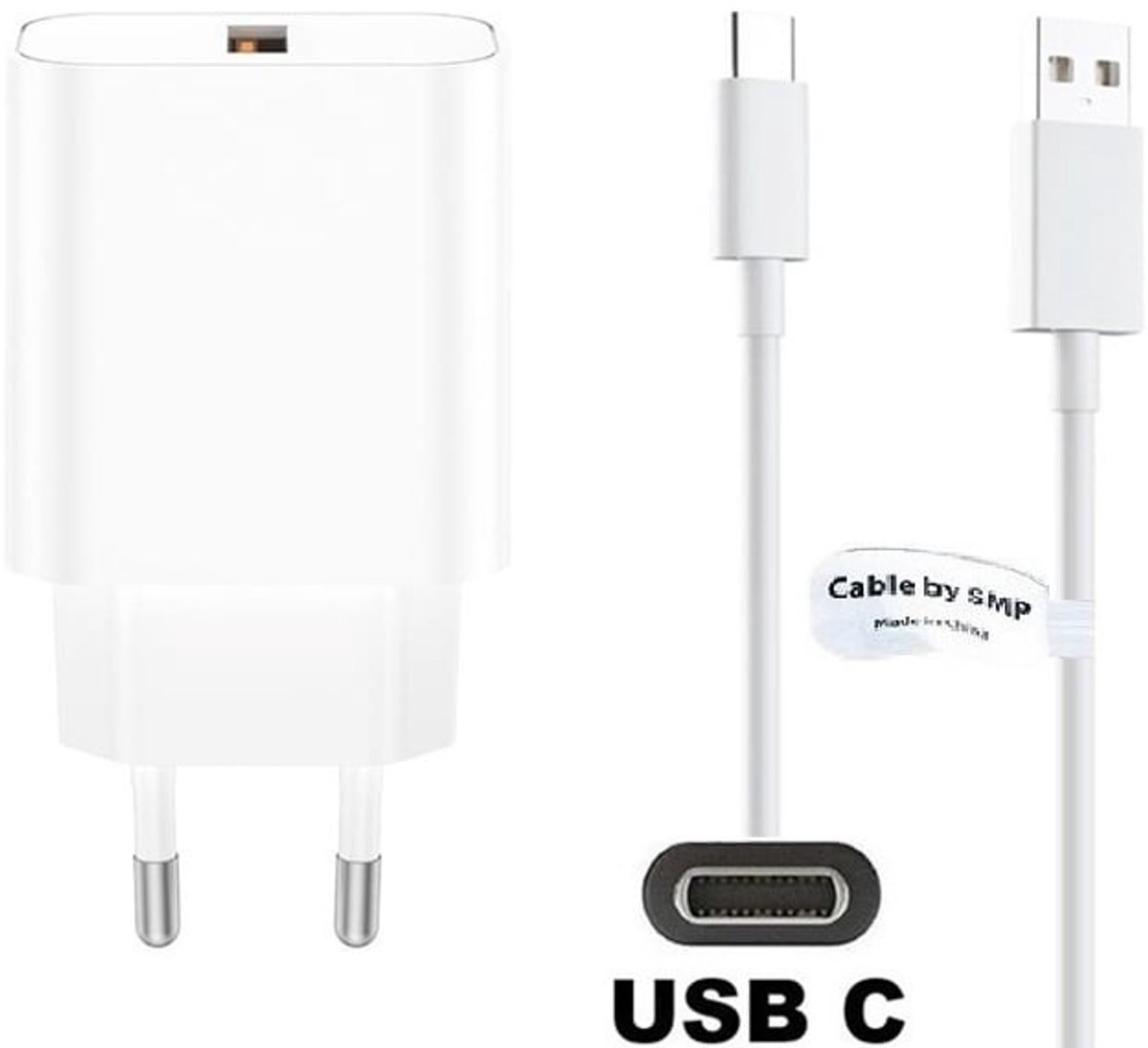 OneOne 18W snellader + 2,0m sterke USB C kabel. Quick Charge lader. Oplader adapter past op Universeel Sennheiser, Sigma, SKULLCANDY, TomTom, Ulefone, TwoNav, Wiko, Garmin, Doro, Evolveo, Denver, Fysic