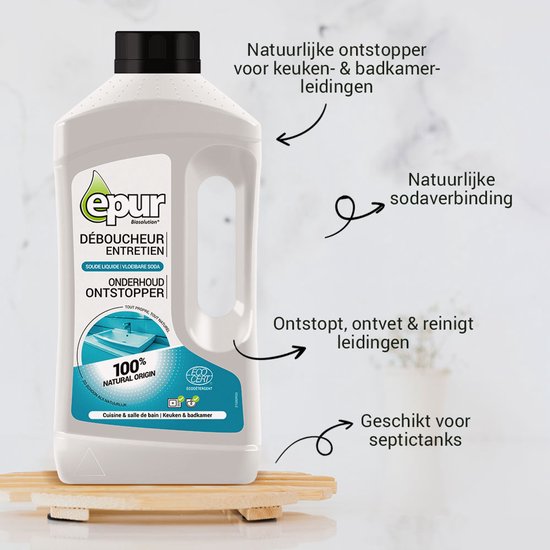 Epur - Onderhoud ontstopper - Vloeibare soda - Ecocert - 1L