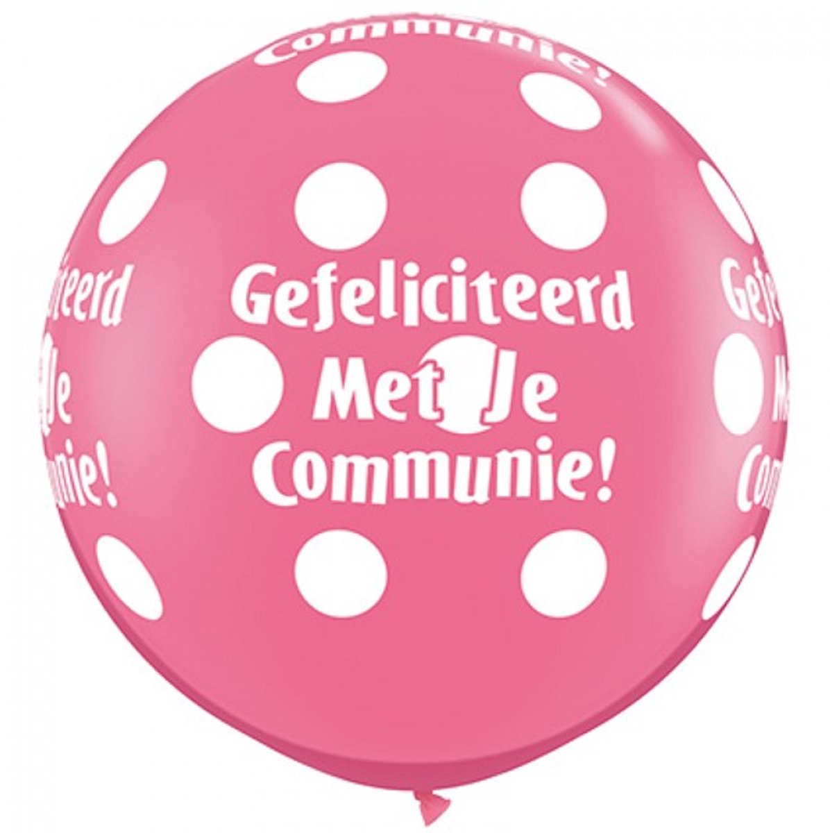 Grote ballon (75cm) Communie polka dots - Roze