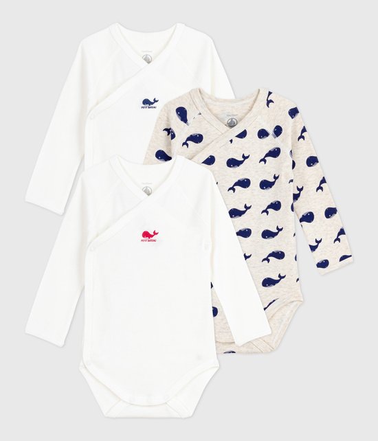 Petit Bateau Set de bodies bébé manches longues en coton imprimé