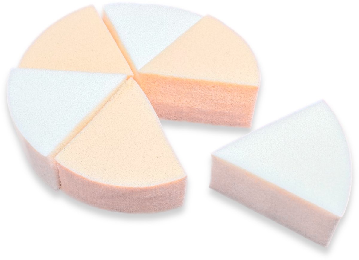 Powder Puff Driehoek – 6 Stuks – Stevige Premium Sponsjes – Voor Foundation, Poeder & Concealer – Herbruikbaar – 3BMT®