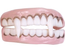 Fun World Vampier Tanden Halloween Nep Tanden Gebit Hoektanden Horror Decoratie Verkleedaccessoire voor bij Halloween Kostuum Dracula - Wit - 100% PVC - Neptanden
